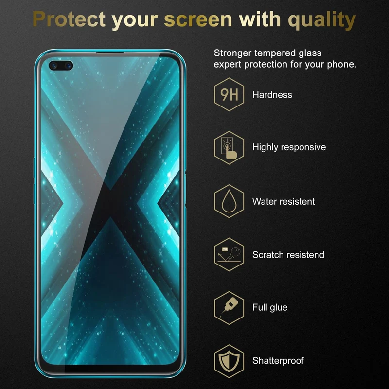 Cadorabo 3x Panzer Folie kompatibel mit Realme X3 / X3 SuperZoom / X50 5G - Schutzfolie 3er Pack Gehärtetes (Tempered) Display-Schutzglas in 9H Härte mit 3D Touch Kompatibilität