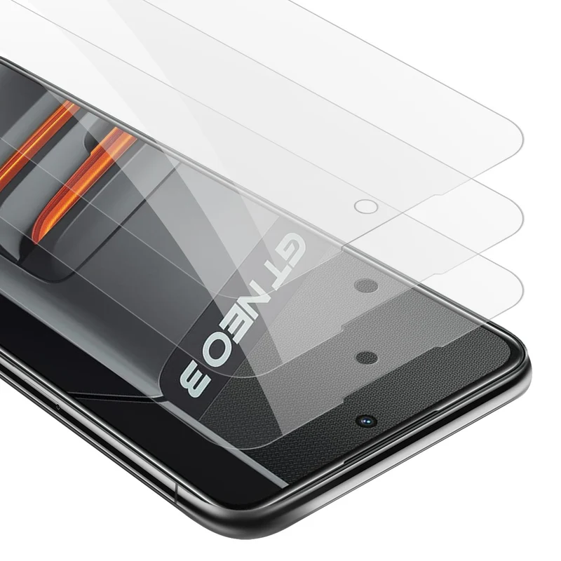 Cadorabo 3x Panzer Folie kompatibel mit Realme GT Neo 3 - Schutzfolie 3er Pack Gehärtetes (Tempered) Display-Schutzglas in 9H Härte mit 3D Touch Kompatibilität