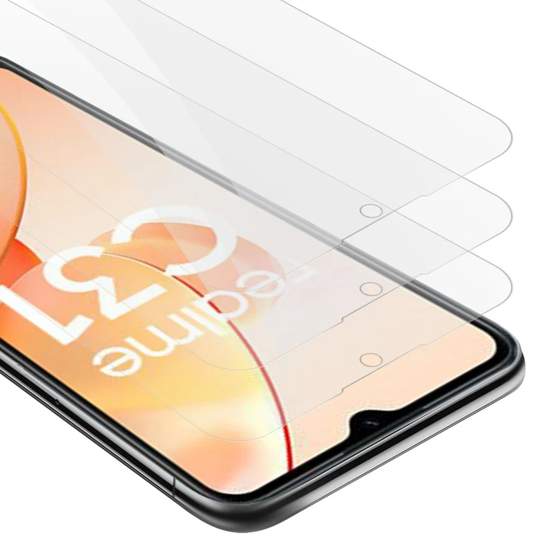 Cadorabo 3x Panzer Folie kompatibel mit Realme C31 - Schutzfolie 3er Pack Gehärtetes (Tempered) Display-Schutzglas in 9H Härte mit 3D Touch Kompatibilität