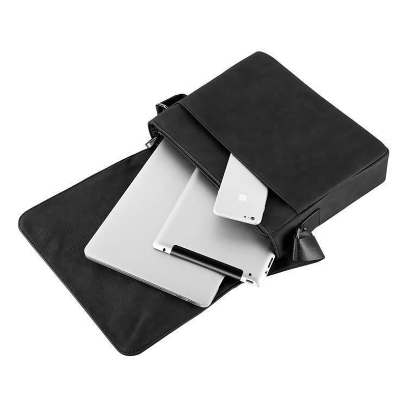 Cadorabo Laptop / Tablet Tasche für 15 Zoll 15 Zoll Notebooks aus Kunstleder mit Fächern, Gurt und Tabletfach - Notebook Umhängetasche Aktentasche Computertasche in MANGAN SCHWARZ