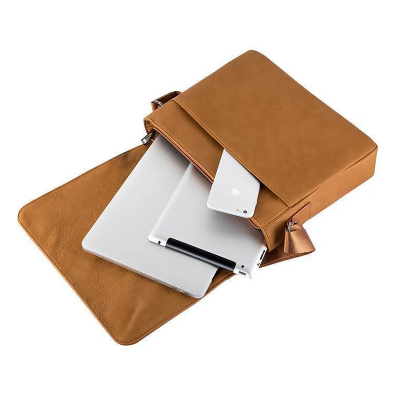 Cadorabo Laptop / Tablet Tasche für 15 Zoll 15 Zoll Notebooks aus Kunstleder mit Fächern, Gurt und Tabletfach - Notebook Umhängetasche Aktentasche Computertasche in MANGAN SCHWARZ
