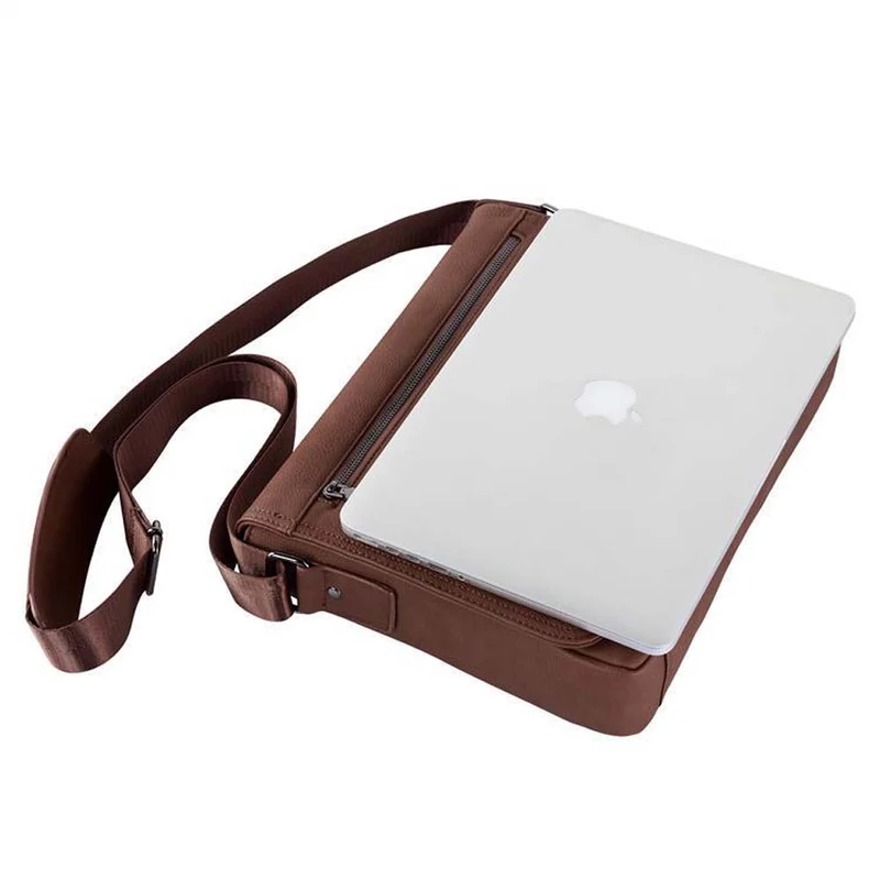 Cadorabo Laptop / Tablet Tasche für 15 Zoll 15 Zoll Notebooks aus Kunstleder mit Fächern, Gurt und Tabletfach - Notebook Umhängetasche Aktentasche Computertasche in MANGAN SCHWARZ