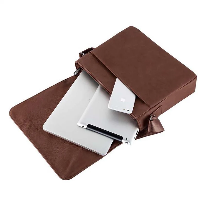 Cadorabo Laptop / Tablet Tasche für 15 Zoll 15 Zoll Notebooks aus Kunstleder mit Fächern, Gurt und Tabletfach - Notebook Umhängetasche Aktentasche Computertasche in MANGAN SCHWARZ