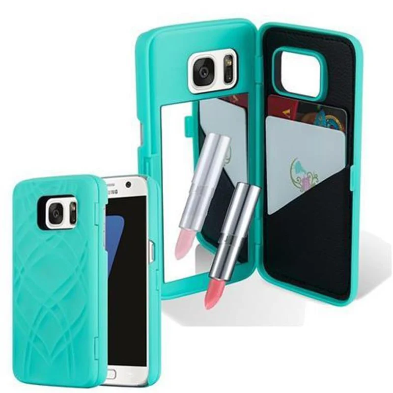 Cadorabo Hülle kompatibel mit Samsung Galaxy S7 Hard Case Schutzhülle mit Spiegel und Kartenfächern