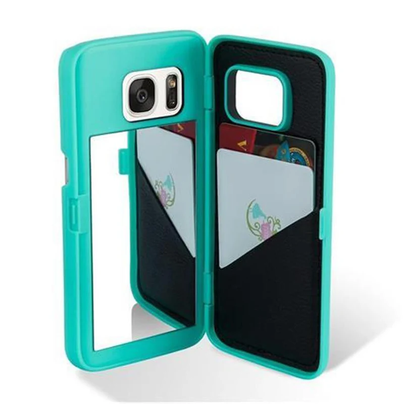 Cadorabo Hülle kompatibel mit Samsung Galaxy S7 Hard Case Schutzhülle mit Spiegel und Kartenfächern