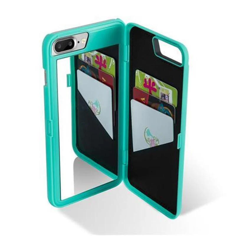 Cadorabo Hülle kompatibel mit Apple iPhone 7 PLUS / 7S PLUS / 8 PLUS Hard Case Schutzhülle mit Spiegel und Kartenfächern