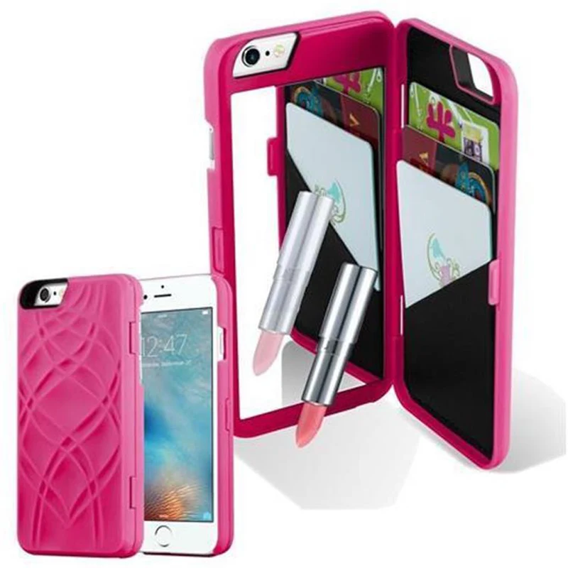 Cadorabo Hülle kompatibel mit Apple iPhone 6 PLUS / 6S PLUS Hard Case Schutzhülle mit Spiegel und Kartenfächern