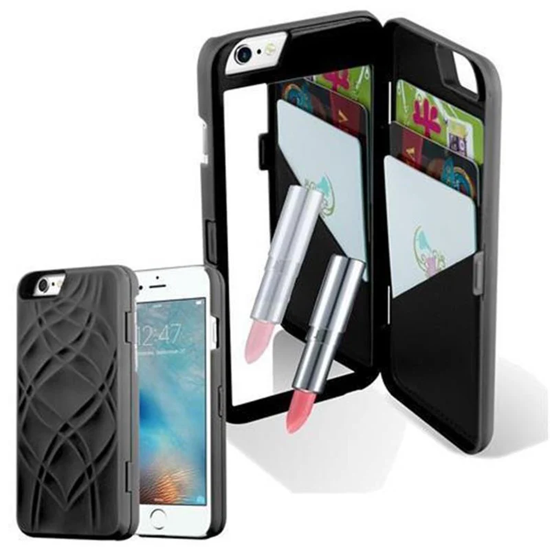 Cadorabo Hülle kompatibel mit Apple iPhone 6 PLUS / 6S PLUS Hard Case Schutzhülle mit Spiegel und Kartenfächern