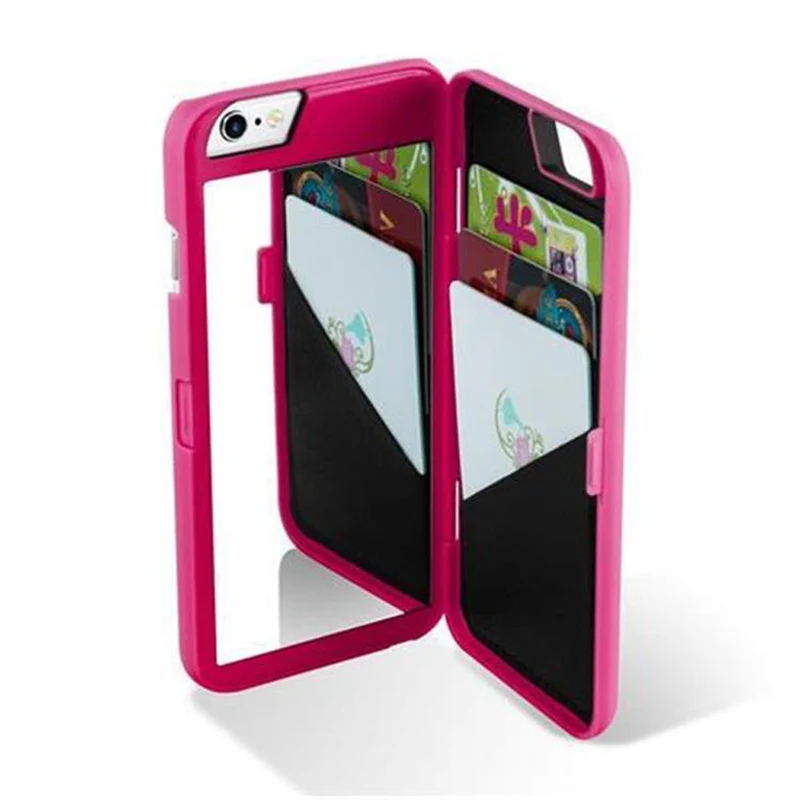 Cadorabo Hülle kompatibel mit Apple iPhone 6 PLUS / 6S PLUS Hard Case Schutzhülle mit Spiegel und Kartenfächern