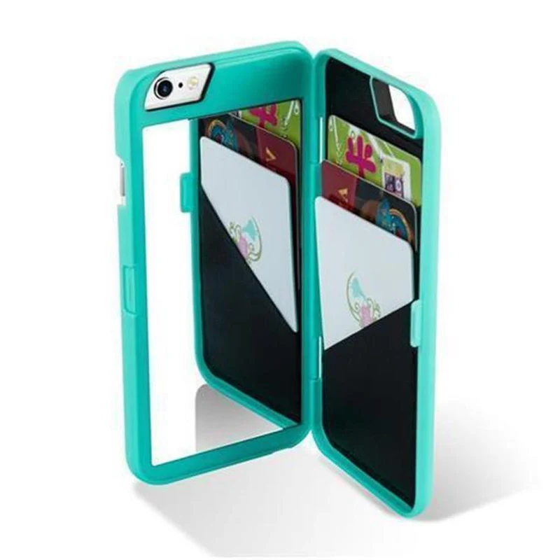 Cadorabo Hülle kompatibel mit Apple iPhone 6 PLUS / 6S PLUS Hard Case Schutzhülle mit Spiegel und Kartenfächern