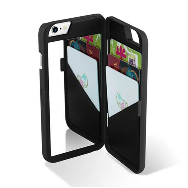 Cadorabo Hülle kompatibel mit Apple iPhone 6 PLUS / 6S PLUS Hard Case Schutzhülle mit Spiegel und Kartenfächern