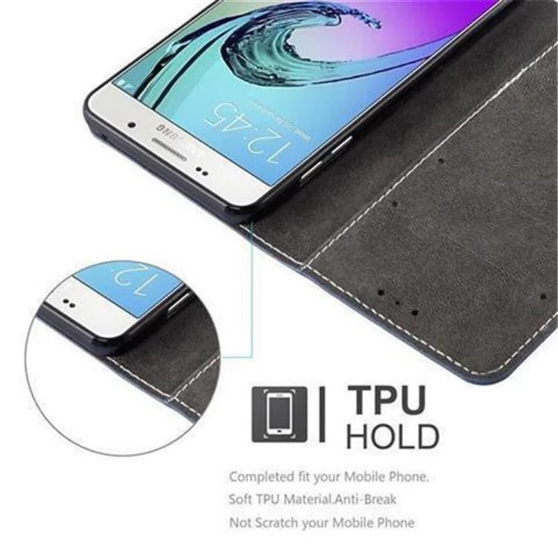 Cadorabo Hülle kompatibel mit Samsung Galaxy A5 2016 Schutzhülle mit Magnetverschluss, Standfunktion und Kartenfach