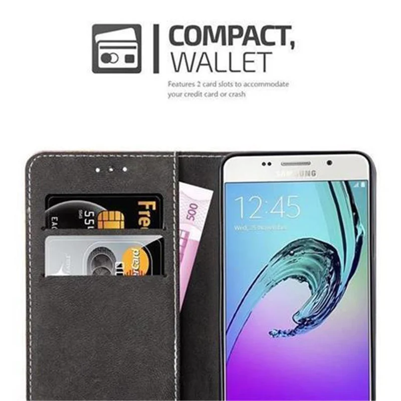 Cadorabo Hülle kompatibel mit Samsung Galaxy A5 2016 Schutzhülle mit Magnetverschluss, Standfunktion und Kartenfach