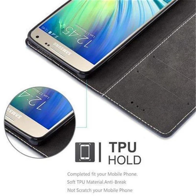 Cadorabo Hülle kompatibel mit Samsung Galaxy A5 2015 Schutzhülle mit Magnetverschluss, Standfunktion und Kartenfach