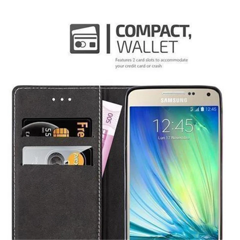 Cadorabo Hülle kompatibel mit Samsung Galaxy A5 2015 Schutzhülle mit Magnetverschluss, Standfunktion und Kartenfach