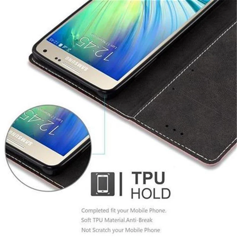 Cadorabo Hülle kompatibel mit Samsung Galaxy A5 2015 Schutzhülle mit Magnetverschluss, Standfunktion und Kartenfach