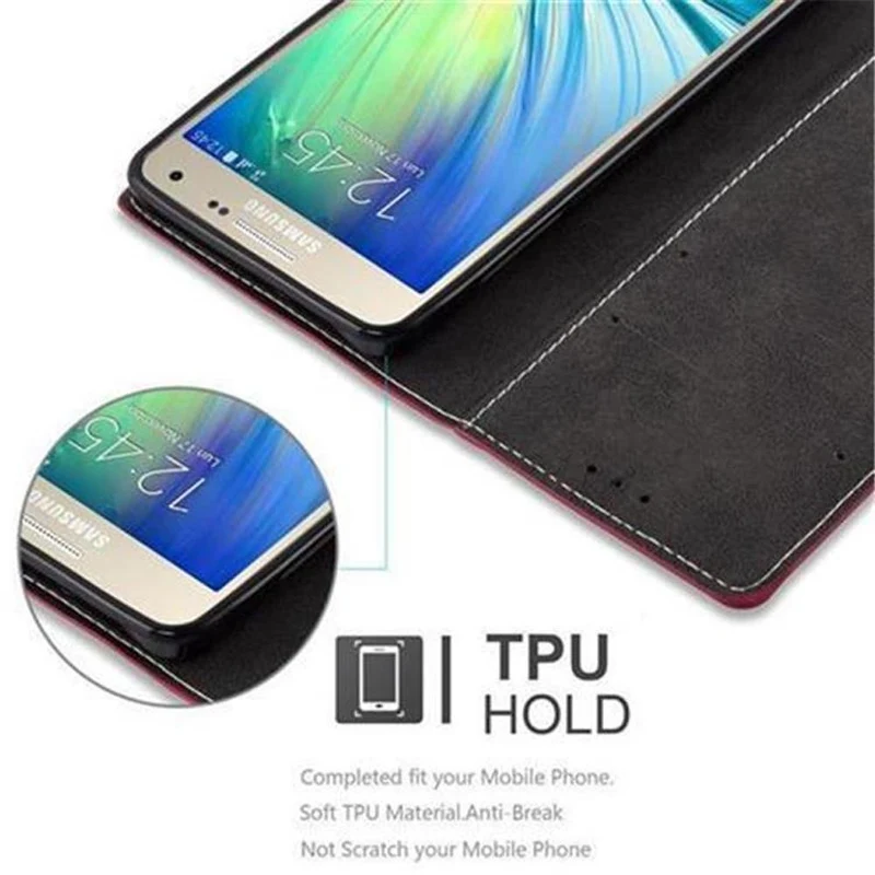 Cadorabo Hülle kompatibel mit Samsung Galaxy A3 2015 Schutzhülle mit Magnetverschluss, Standfunktion und Kartenfach