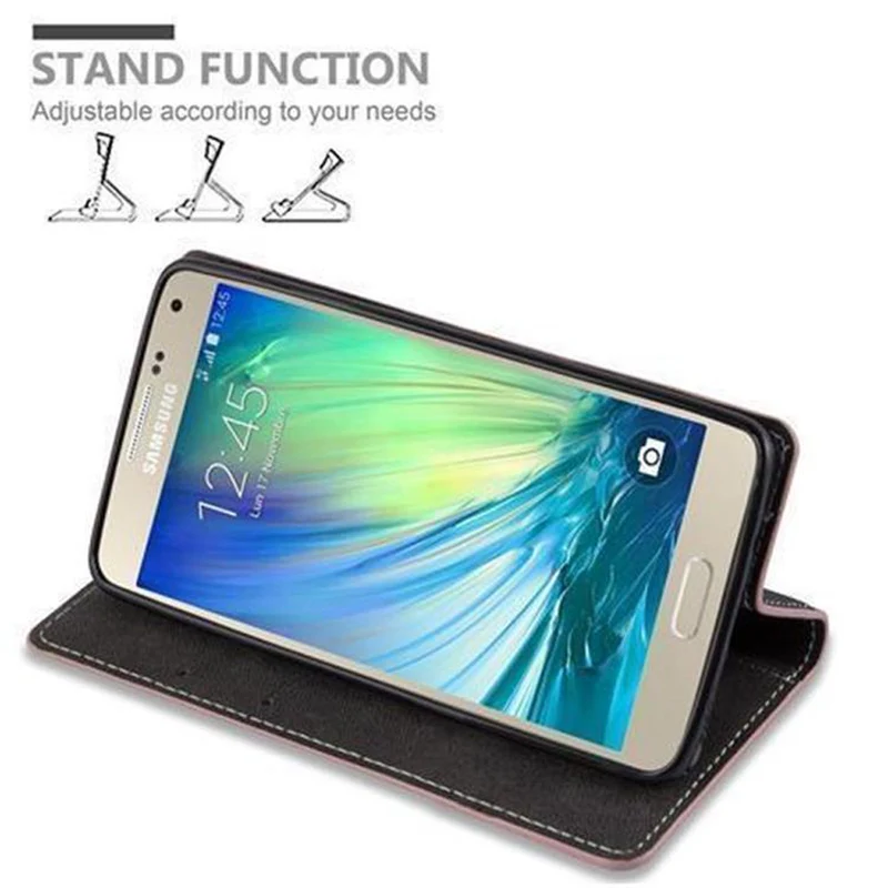 Cadorabo Hülle kompatibel mit Samsung Galaxy A3 2015 Schutzhülle mit Magnetverschluss, Standfunktion und Kartenfach