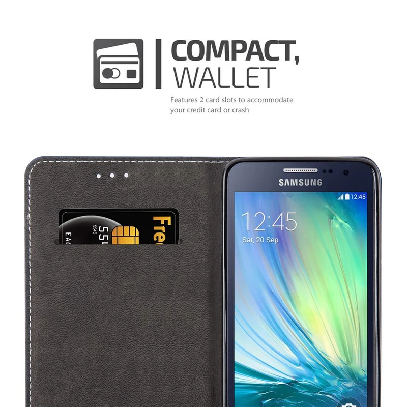Cadorabo Hülle kompatibel mit Samsung Galaxy A3 2015 Schutzhülle mit Magnetverschluss, Standfunktion und Kartenfach