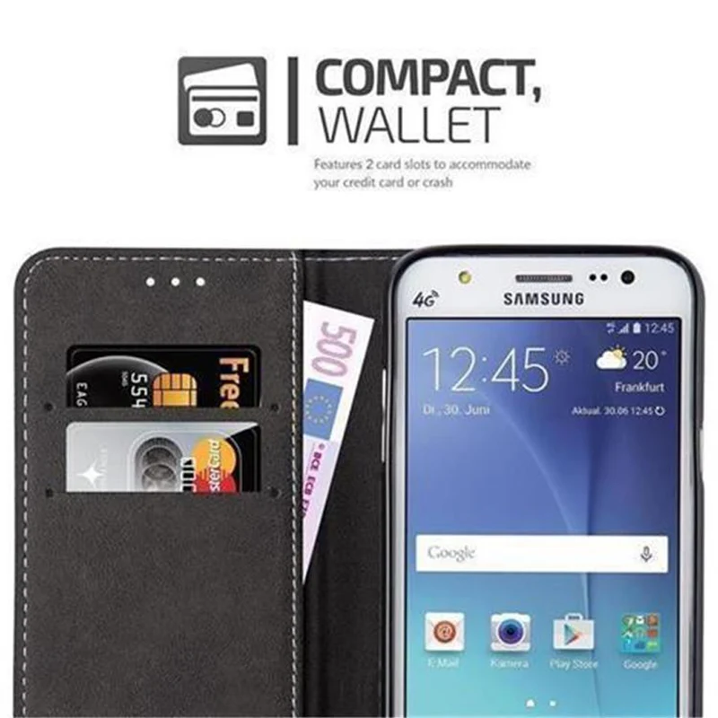 Cadorabo Hülle kompatibel mit Samsung Galaxy J5 2015 Schutzhülle mit Magnetverschluss, Standfunktion und Kartenfach