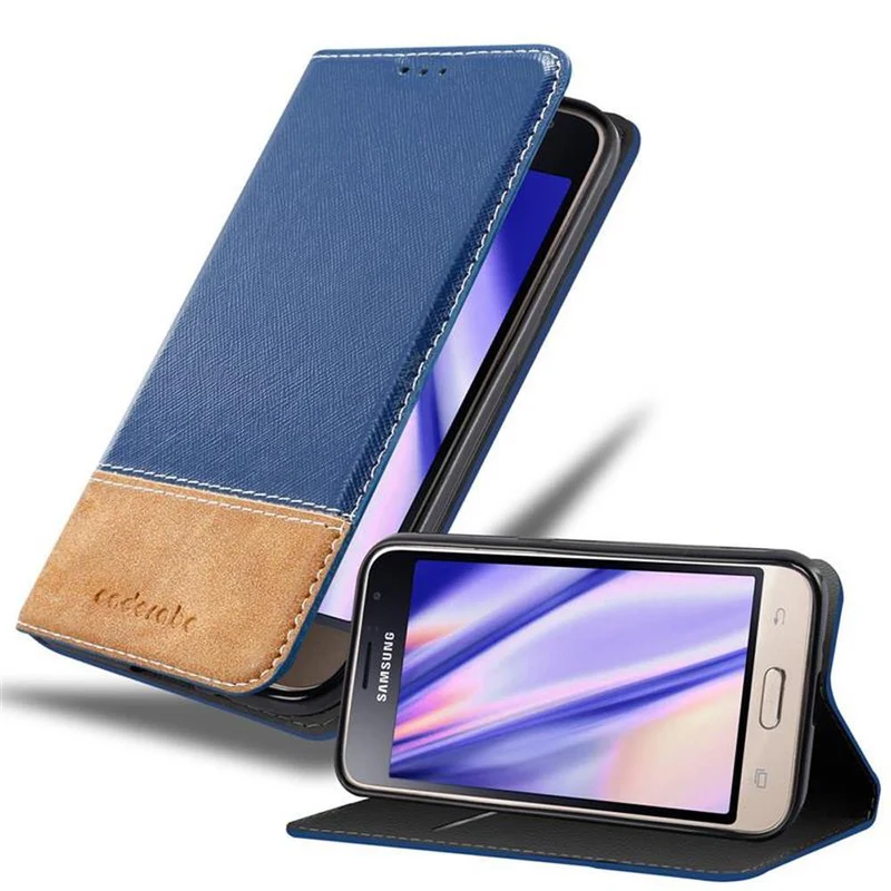 Cadorabo Hülle kompatibel mit Samsung Galaxy J1 2016 Schutzhülle mit Magnetverschluss, Standfunktion und Kartenfach