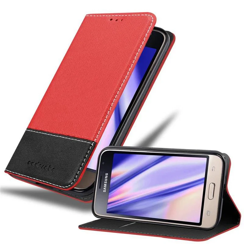 Cadorabo Hülle kompatibel mit Samsung Galaxy J1 2016 Schutzhülle mit Magnetverschluss, Standfunktion und Kartenfach