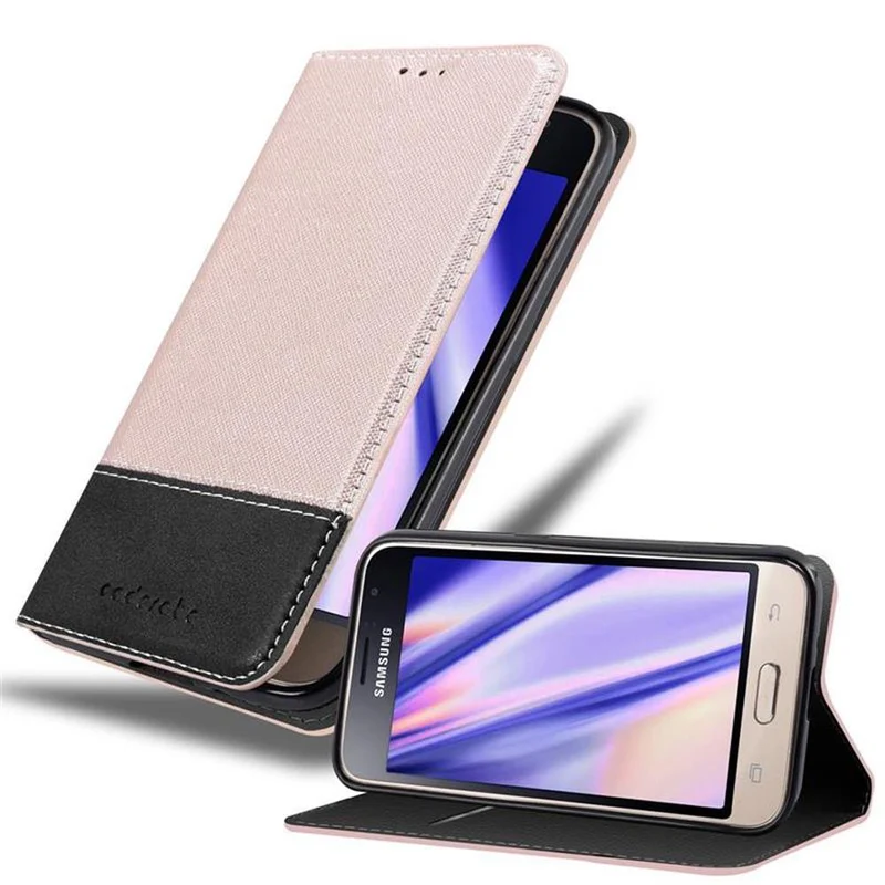 Cadorabo Hülle kompatibel mit Samsung Galaxy J1 2016 Schutzhülle mit Magnetverschluss, Standfunktion und Kartenfach