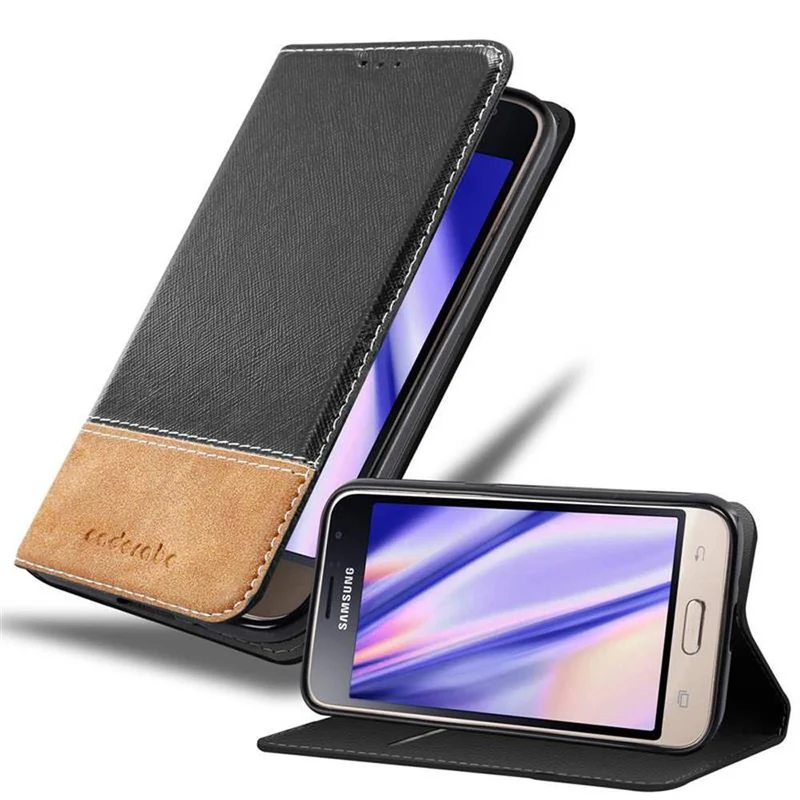 Cadorabo Hülle kompatibel mit Samsung Galaxy J1 2016 Schutzhülle mit Magnetverschluss, Standfunktion und Kartenfach