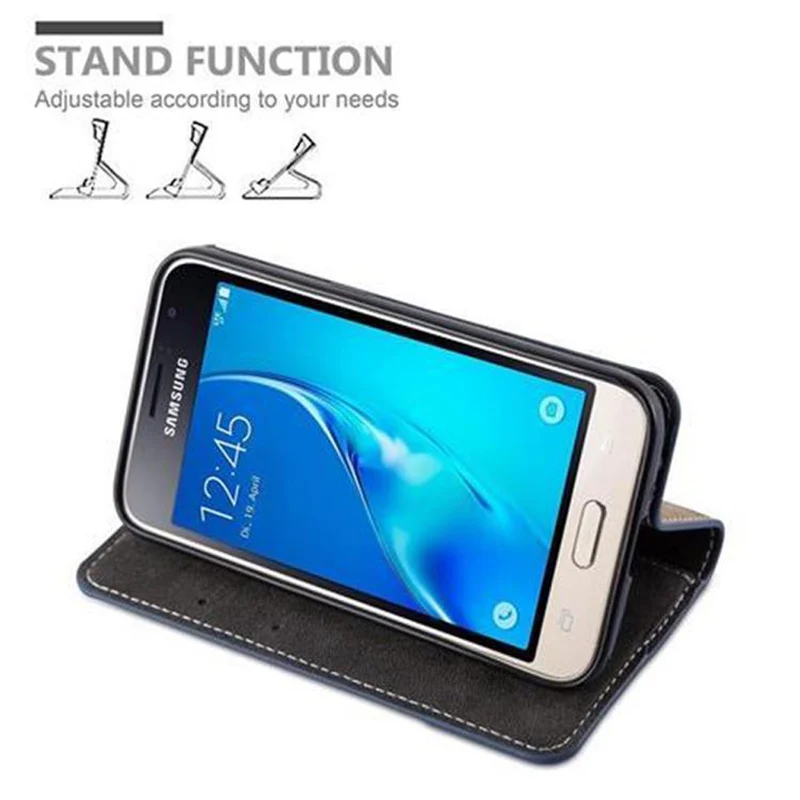 Cadorabo Hülle kompatibel mit Samsung Galaxy J1 2016 Schutzhülle mit Magnetverschluss, Standfunktion und Kartenfach