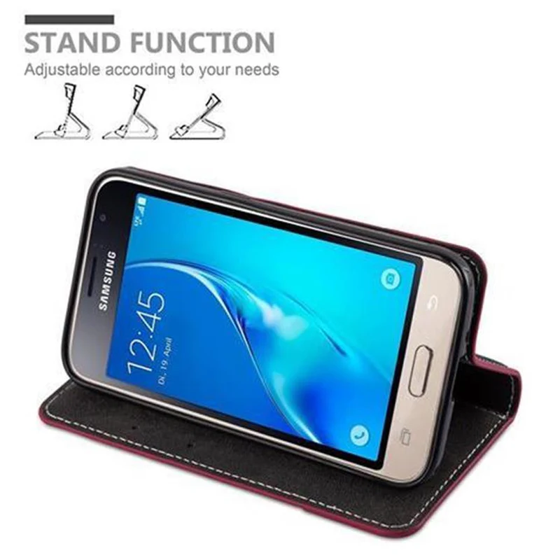 Cadorabo Hülle kompatibel mit Samsung Galaxy J1 2016 Schutzhülle mit Magnetverschluss, Standfunktion und Kartenfach
