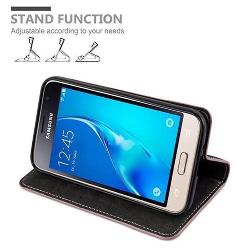 Cadorabo Hülle kompatibel mit Samsung Galaxy J1 2016 Schutzhülle mit Magnetverschluss, Standfunktion und Kartenfach