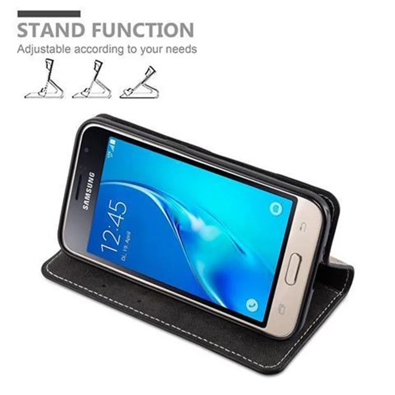 Cadorabo Hülle kompatibel mit Samsung Galaxy J1 2016 Schutzhülle mit Magnetverschluss, Standfunktion und Kartenfach