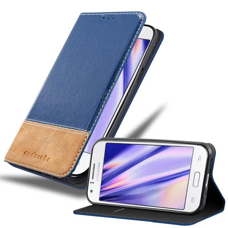 Cadorabo Hülle kompatibel mit Samsung Galaxy J1 2015 Schutzhülle mit Magnetverschluss, Standfunktion und Kartenfach