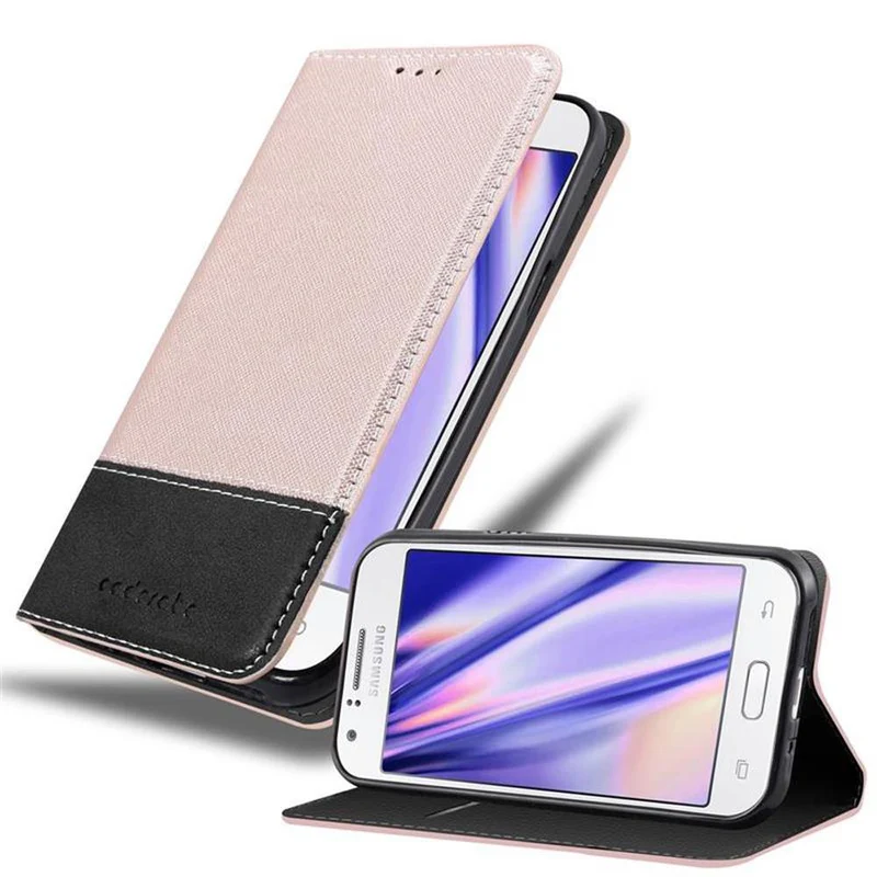 Cadorabo Hülle kompatibel mit Samsung Galaxy J1 2015 Schutzhülle mit Magnetverschluss, Standfunktion und Kartenfach