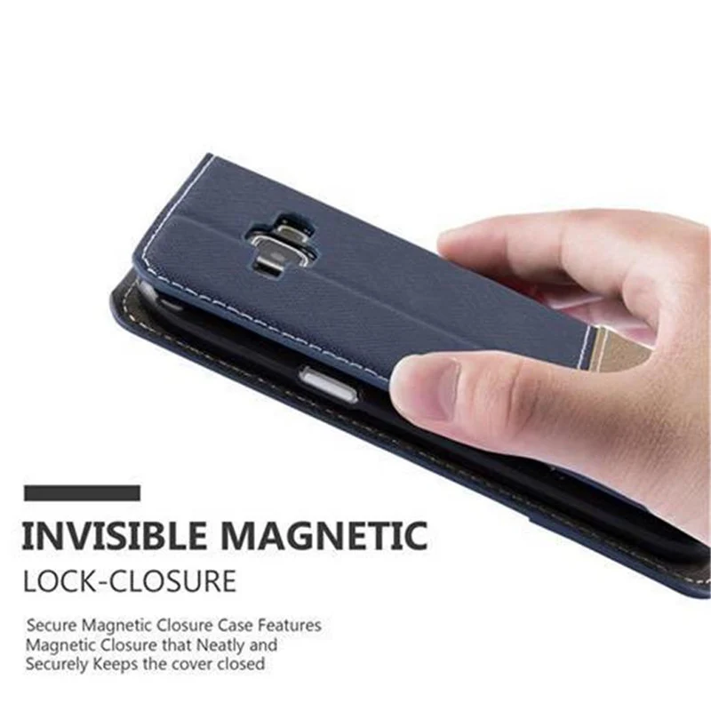 Cadorabo Hülle kompatibel mit Samsung Galaxy J1 2015 Schutzhülle mit Magnetverschluss, Standfunktion und Kartenfach