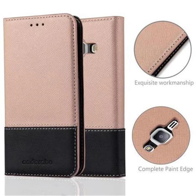 Cadorabo Hülle kompatibel mit Samsung Galaxy J1 2015 Schutzhülle mit Magnetverschluss, Standfunktion und Kartenfach