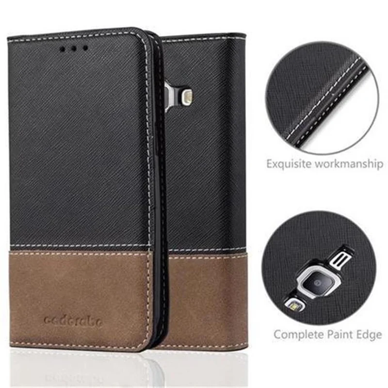 Cadorabo Hülle kompatibel mit Samsung Galaxy J1 2015 Schutzhülle mit Magnetverschluss, Standfunktion und Kartenfach