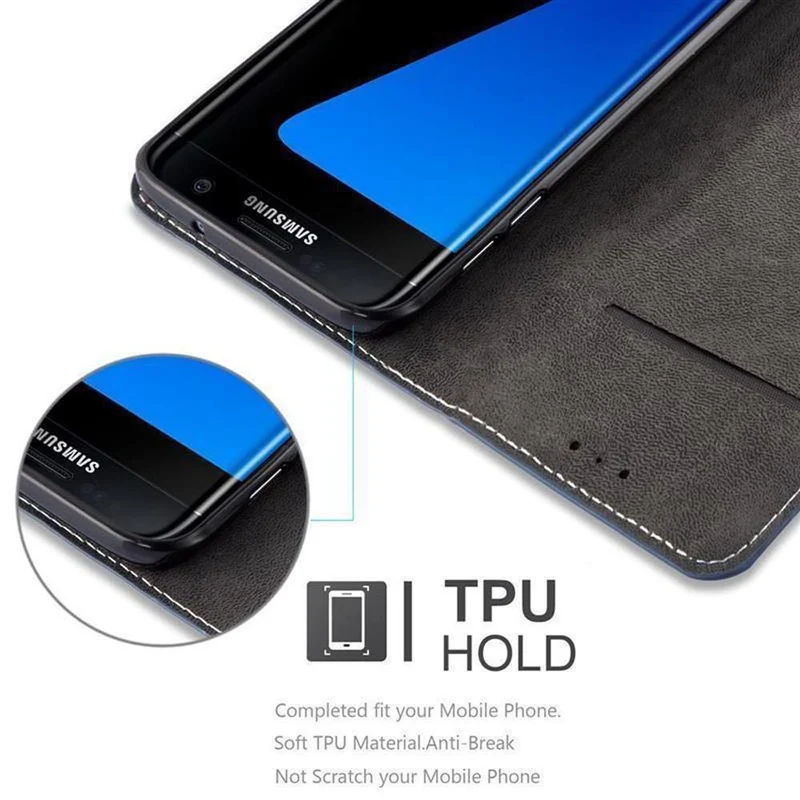 Cadorabo Hülle kompatibel mit Samsung Galaxy S7 EDGE Schutzhülle mit Magnetverschluss, Standfunktion und Kartenfach