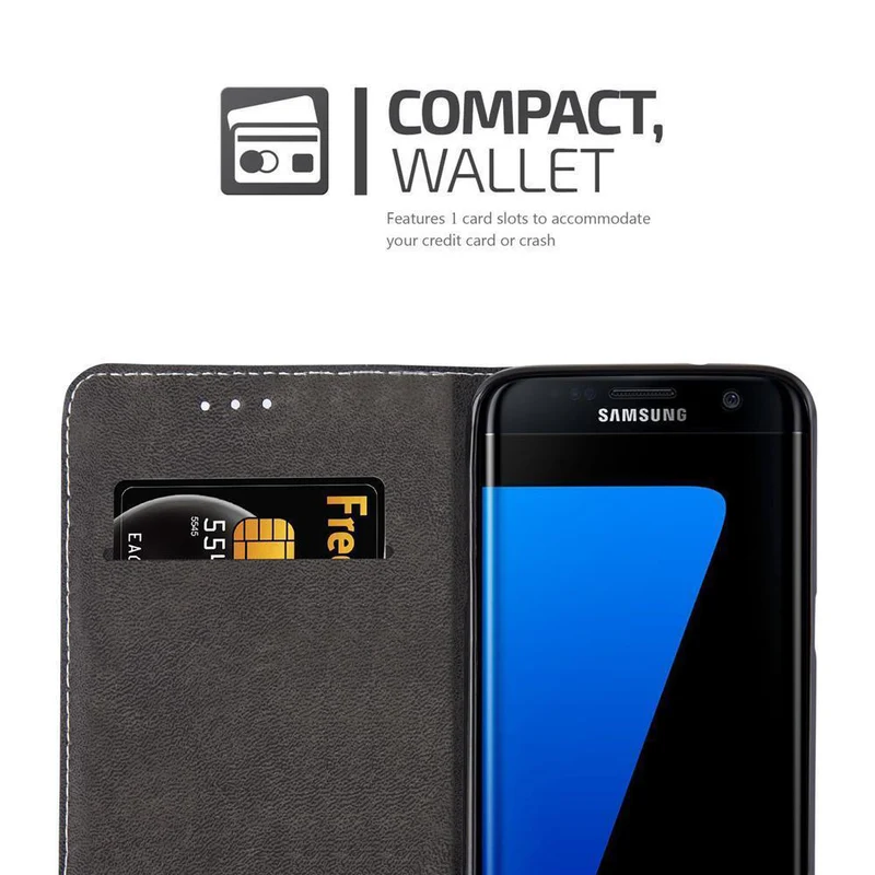 Cadorabo Hülle kompatibel mit Samsung Galaxy S7 EDGE Schutzhülle mit Magnetverschluss, Standfunktion und Kartenfach