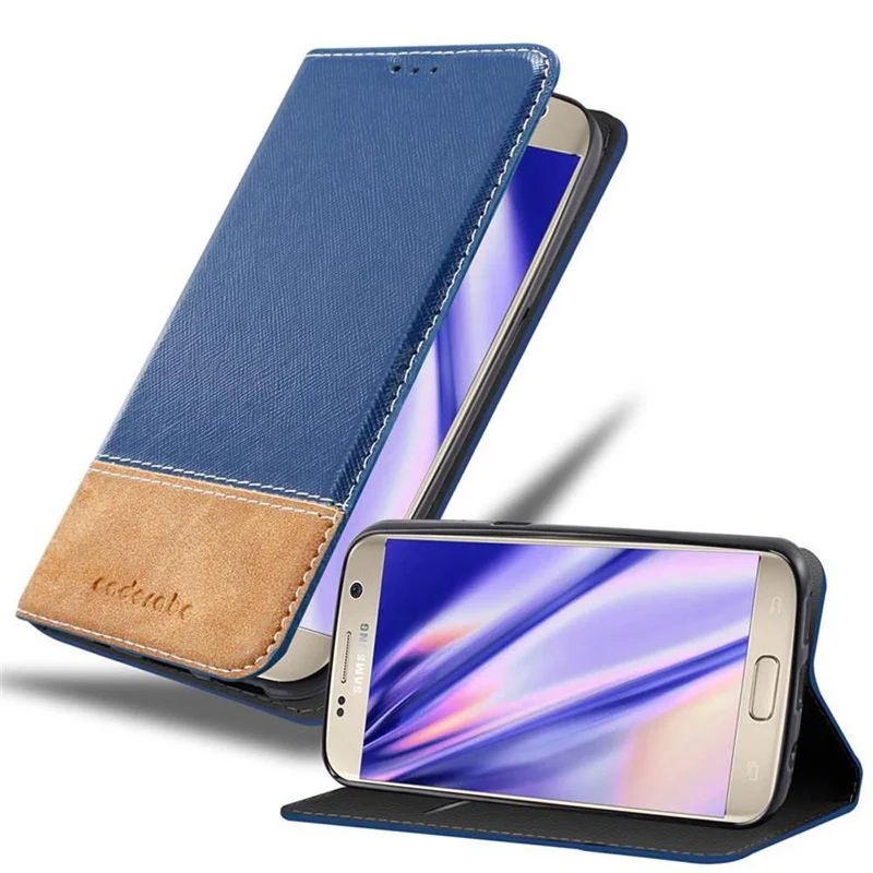 Cadorabo Hülle kompatibel mit Samsung Galaxy S7 Schutzhülle mit Magnetverschluss, Standfunktion und Kartenfach
