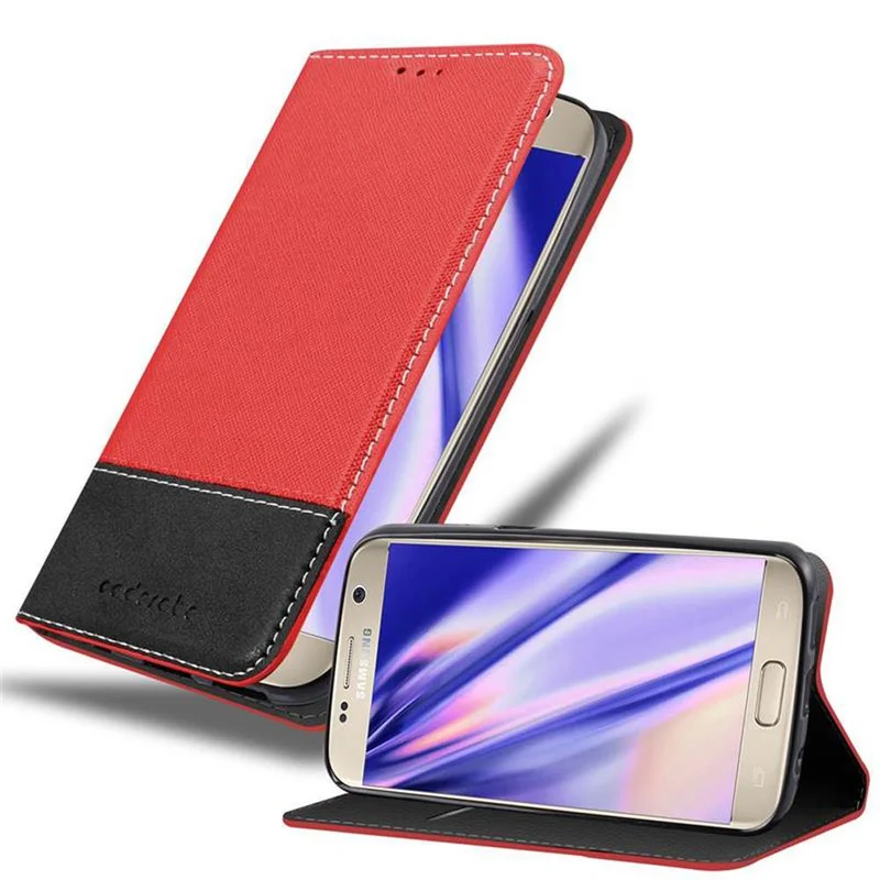 Cadorabo Hülle kompatibel mit Samsung Galaxy S7 Schutzhülle mit Magnetverschluss, Standfunktion und Kartenfach