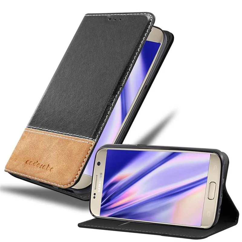 Cadorabo Hülle kompatibel mit Samsung Galaxy S7 Schutzhülle mit Magnetverschluss, Standfunktion und Kartenfach