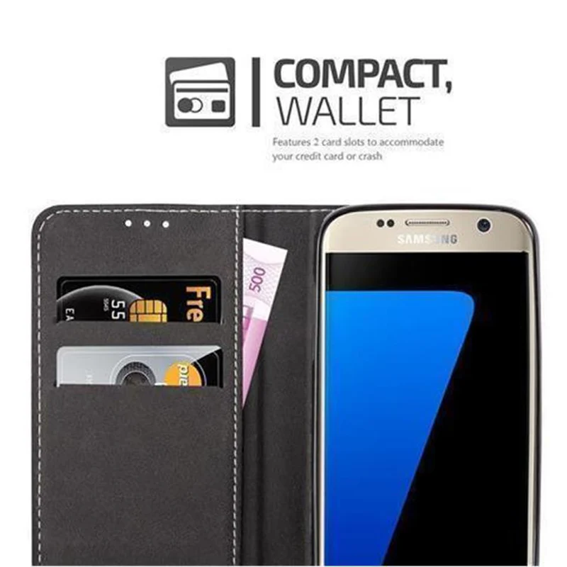 Cadorabo Hülle kompatibel mit Samsung Galaxy S7 Schutzhülle mit Magnetverschluss, Standfunktion und Kartenfach