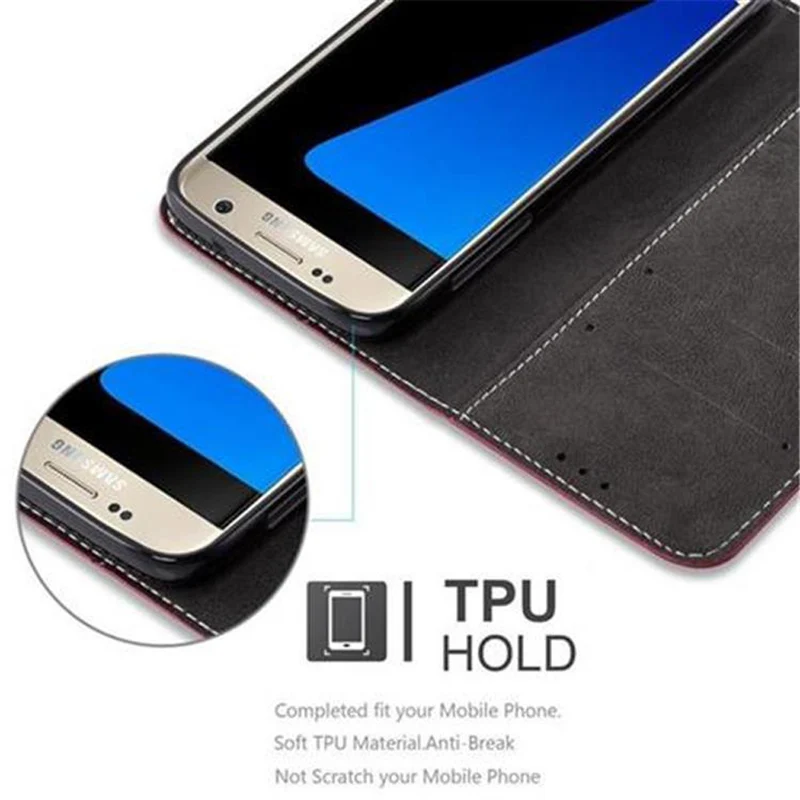 Cadorabo Hülle kompatibel mit Samsung Galaxy S7 Schutzhülle mit Magnetverschluss, Standfunktion und Kartenfach