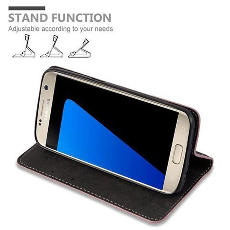 Cadorabo Hülle kompatibel mit Samsung Galaxy S7 Schutzhülle mit Magnetverschluss, Standfunktion und Kartenfach
