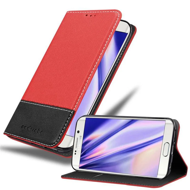 Cadorabo Hülle kompatibel mit Samsung Galaxy S6 EDGE Schutzhülle mit Magnetverschluss, Standfunktion und Kartenfach