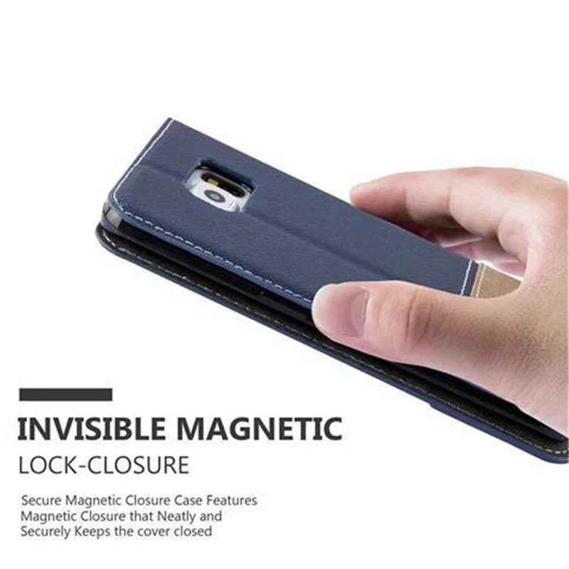 Cadorabo Hülle kompatibel mit Samsung Galaxy S6 EDGE Schutzhülle mit Magnetverschluss, Standfunktion und Kartenfach