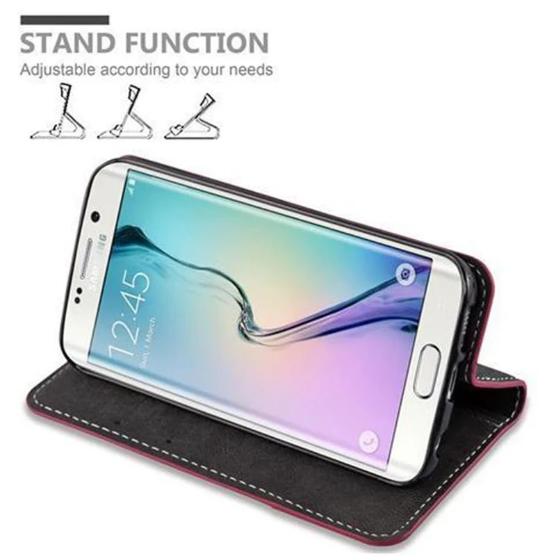 Cadorabo Hülle kompatibel mit Samsung Galaxy S6 EDGE Schutzhülle mit Magnetverschluss, Standfunktion und Kartenfach