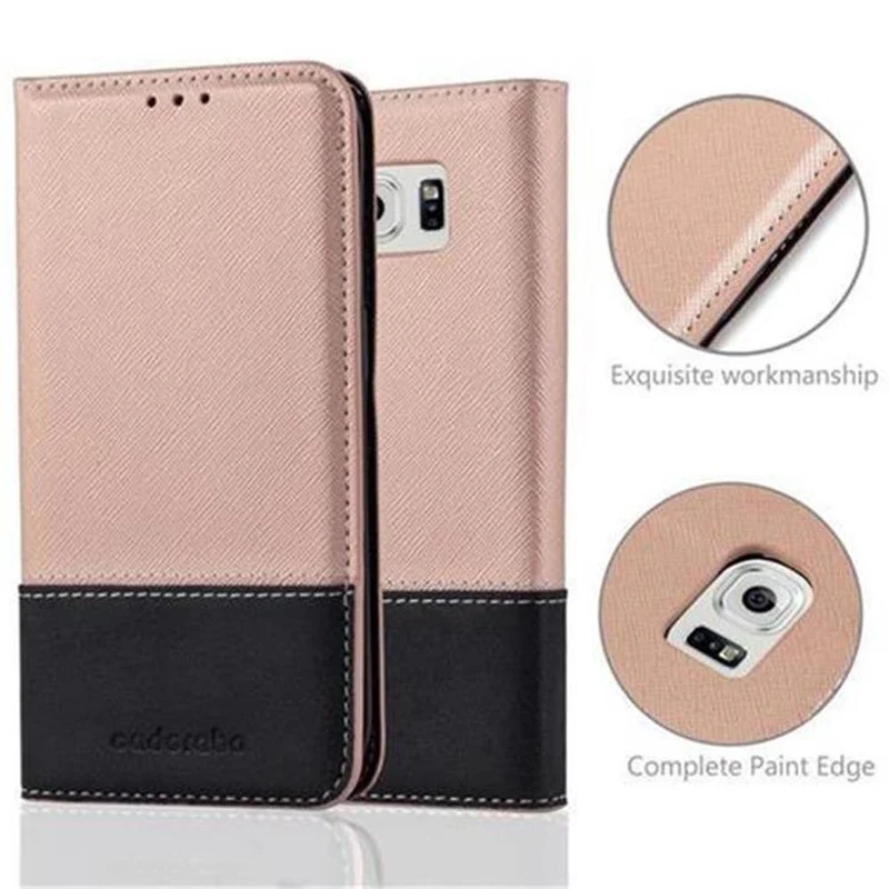 Cadorabo Hülle kompatibel mit Samsung Galaxy S6 EDGE Schutzhülle mit Magnetverschluss, Standfunktion und Kartenfach