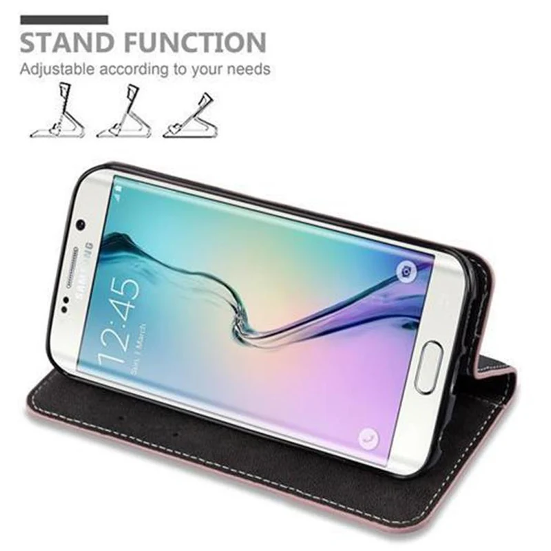 Cadorabo Hülle kompatibel mit Samsung Galaxy S6 EDGE Schutzhülle mit Magnetverschluss, Standfunktion und Kartenfach